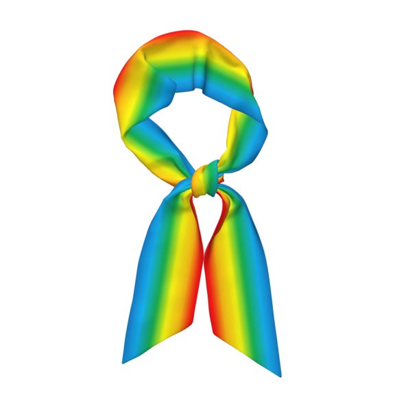 Satin Scarf For Women Multi Functional Lightweight Soft Fashion Neck Scarf Hair Tie Headband Handbag Charm Belt Wrap Accessory For Travel Party Daily Use Rainbow Gradient