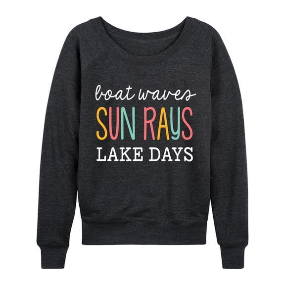Instant Message - Lake Days Lightweight French Terry Wide Neck Long Sleeve Graphic Shirt