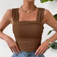 thumbnail image 6 of Lixiuxyad Tank Tops for Women Women's Solid Color Fashionable Sleeveless Open Navel Square Neck Shoulder Strap Vest Top(Brown XL), 6 of 6