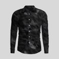 thumbnail image 1 of Camisa de manga larga informal con cuello vuelto y botones para hombre con estampado 3D de patrón irregular, ropa para hombre, 1 of 6