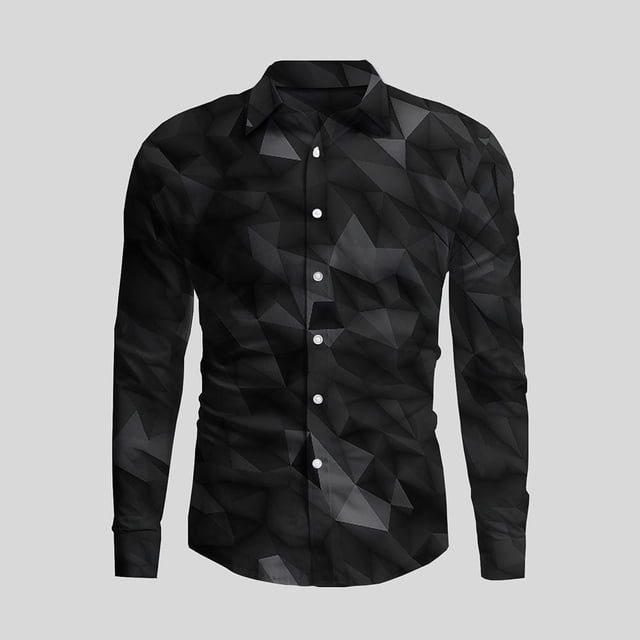 Camisa de manga larga informal con cuello vuelto y botones para hombre con estampado 3D de patrón irregular, ropa para hombre
