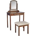 thumbnail image 1 of Benjara BM225069 Wooden Vanity Set with Padded Stool, Walnut Brown - 3 Piece, 1 of 5