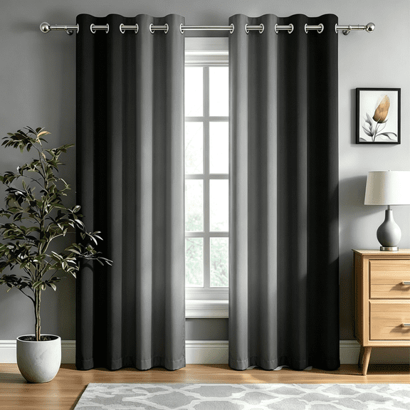 Black Gray Gradient Blackout Curtains for Bedroom Ombre Light Blocking & Noise Reducing Window Curtains for Living Room,2 Panels,42 x 84 Inch Long