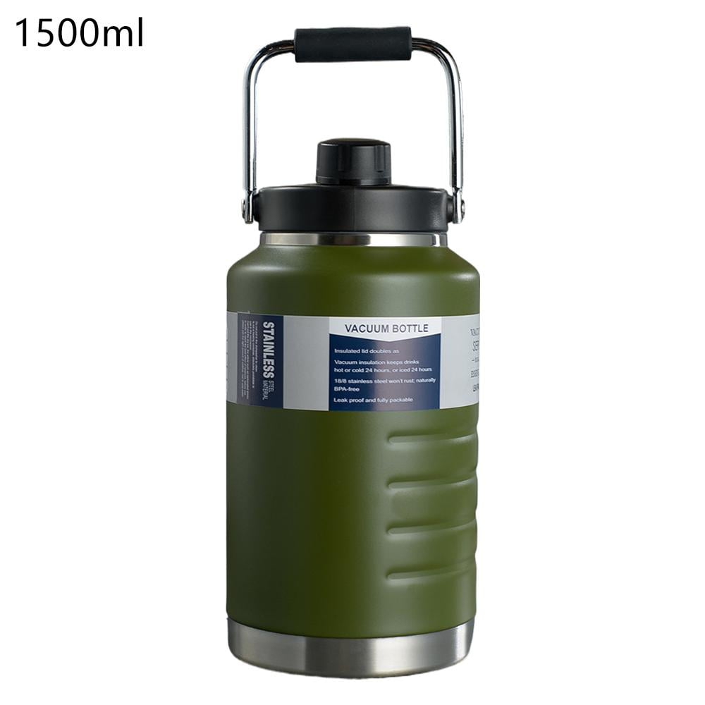 QHUDLV Insulated Gallon Jug with Handle, 2L Stainless Steel Large Double Vacuum Water Bottle for Hot & Cold Drinks, Ergonomic Handle & Anti-Slip Bottom, Sweat Proof, Great for Travel, Camping