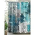 thumbnail image 2 of Fsddascl Turquoise Grey Painting Shower Curtain Set - Extra Long 72" x 96" Bathtub Curtain with 12 Hooks, Abstract Street Smear Art Modern Waterproof Fabric Stall Shower Curtains for Bathroom, 2 of 6