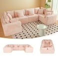 thumbnail image 5 of SOULART 135.5 Modular Customizable/L/U-Shape Sofa,Pink Boneless Sectional Couch - 6-Seater Corduroy Couchfor Living Room Furniture, 5 of 15
