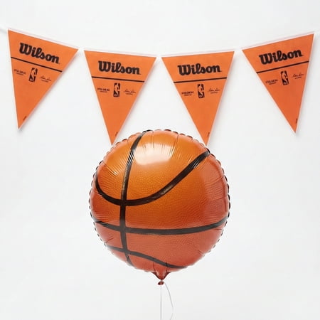 Wilson NBA Basketball Pennant Banner 144 NBA Wilson Paper Pennant Banner and 17-Inch Foil Basketball Mylar Balloon