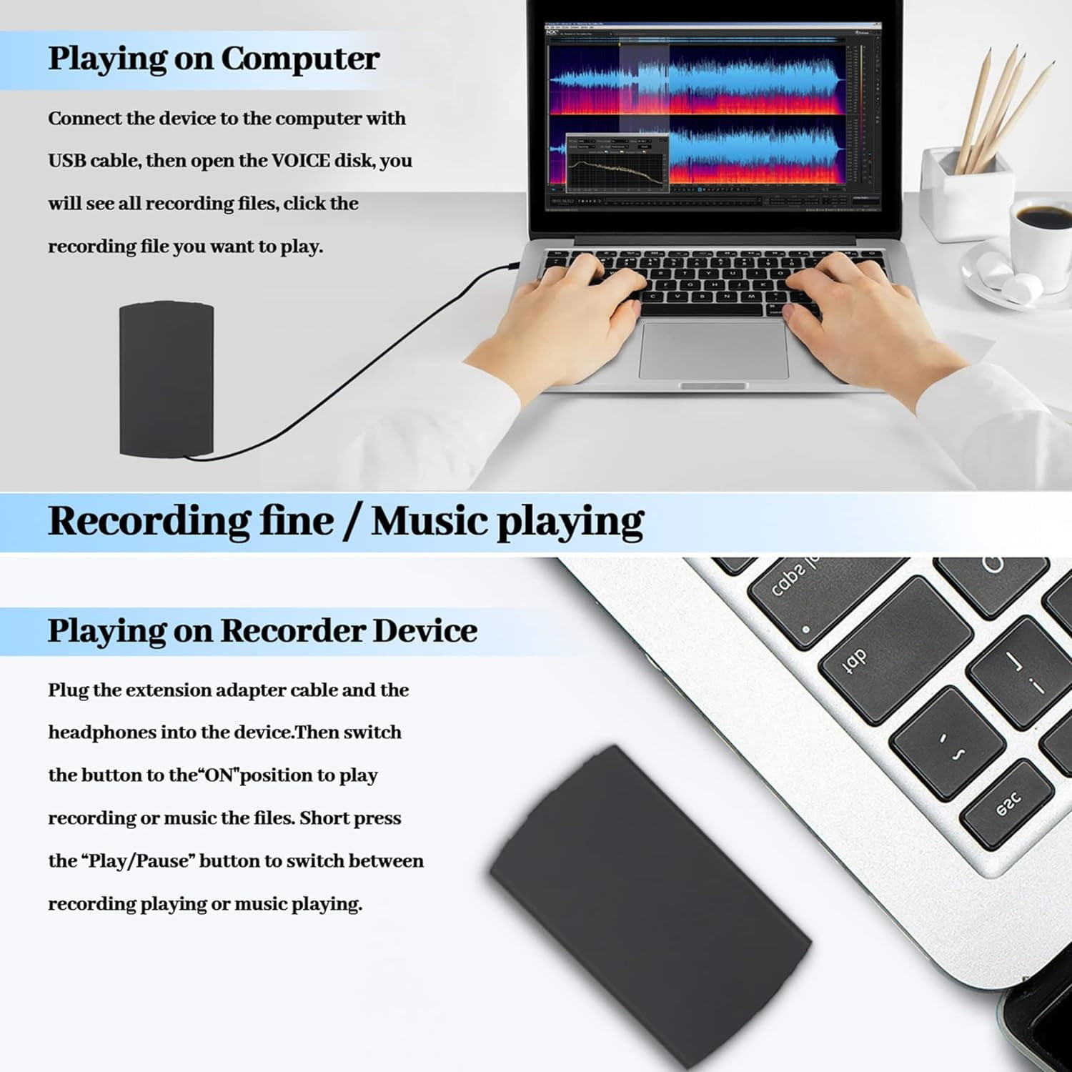 64GB Digital Voice Recorder,Thinnest Voice Activated Recorder with 1536Hours Recording Storage,48 Hours Long-Lasting Battery for Lecture Interview