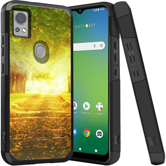 ANJ  Shockproof Dual Layer Slim Hard Case   Tempered Glass Cover Compatible with Icon 5, AT&T Motivate 4 - Morning Walk