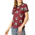 thumbnail image 3 of Allegra K Women's Short Sleeve Contrast Cartoon Cat Pet Print Tee Ringer T-Shirt Tops, 3 of 7