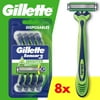 Gillette Sensor 3 Sensitive Men 3 Blade Disposable Razor,8 count