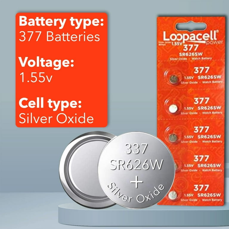 Loopacell 377 376 Watch Silver Oxide Batteries Pack of 5