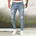 thumbnail image 2 of Jeans for Men Hop Sports High Tight Polished White Ripped Fit Zipper Jean Pants Stretch Casual Loose Fit Outdoor Denim Pants, 2 of 7