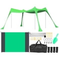 thumbnail image 1 of 1 Juego de tienda de campaña para la playa, refugio para el sol, toldo para la playa, toldo para la playa al aire libre, sombrilla portátil para acampar, toldo con estera de playa, 1 of 7