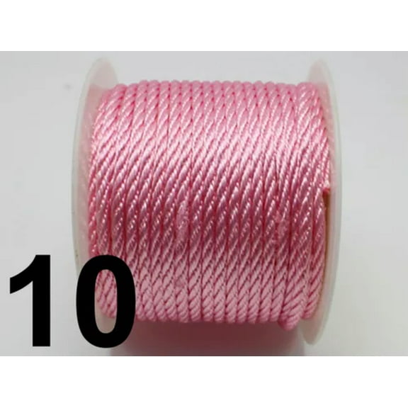 U8MO 16.4 Feets 3mm Nylon String Chinese Satin Silk Braided Cord Love Binding Rope-10# Pink