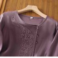 thumbnail image 5 of WCMZJ Long Sleeve Cotton Linen Shirts for Women Dressy Casual Side Button Down Embroidered Tops Loose Comfy Fall Blouses Purple XL, 5 of 9