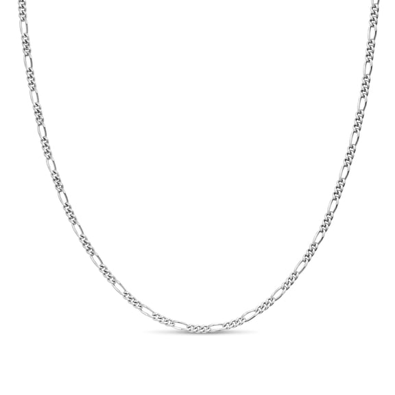 KEZEF Unisex 925 Sterling Silver Chain Necklace, Figaro Style, 18K Gold Plated, 2mm, 14-42 in