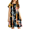 thumbnail image 2 of QingYiHua 4-14 Years Girls Summer Dresses Short Sleeve Casual Dress Kids Cute Fashion Print A Line Dress Big Girls Flowy Beach Sundress Flash&nbsp;Deals, 2 of 5