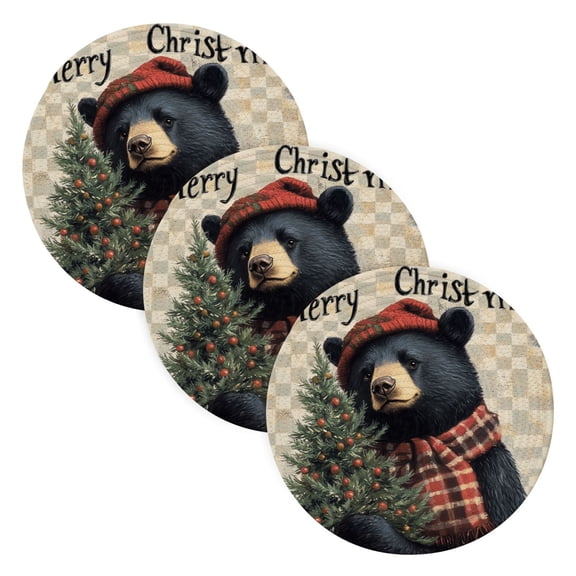 BZSMCE Mats for Pots,Pans Place Ffyy3_a_charming_christmas-themed_black_bear_wearing_a_hat_and__aed36a1c-ef74-4ac5-af65-3feaf34a207f Simple Style Pattern Pot Mats