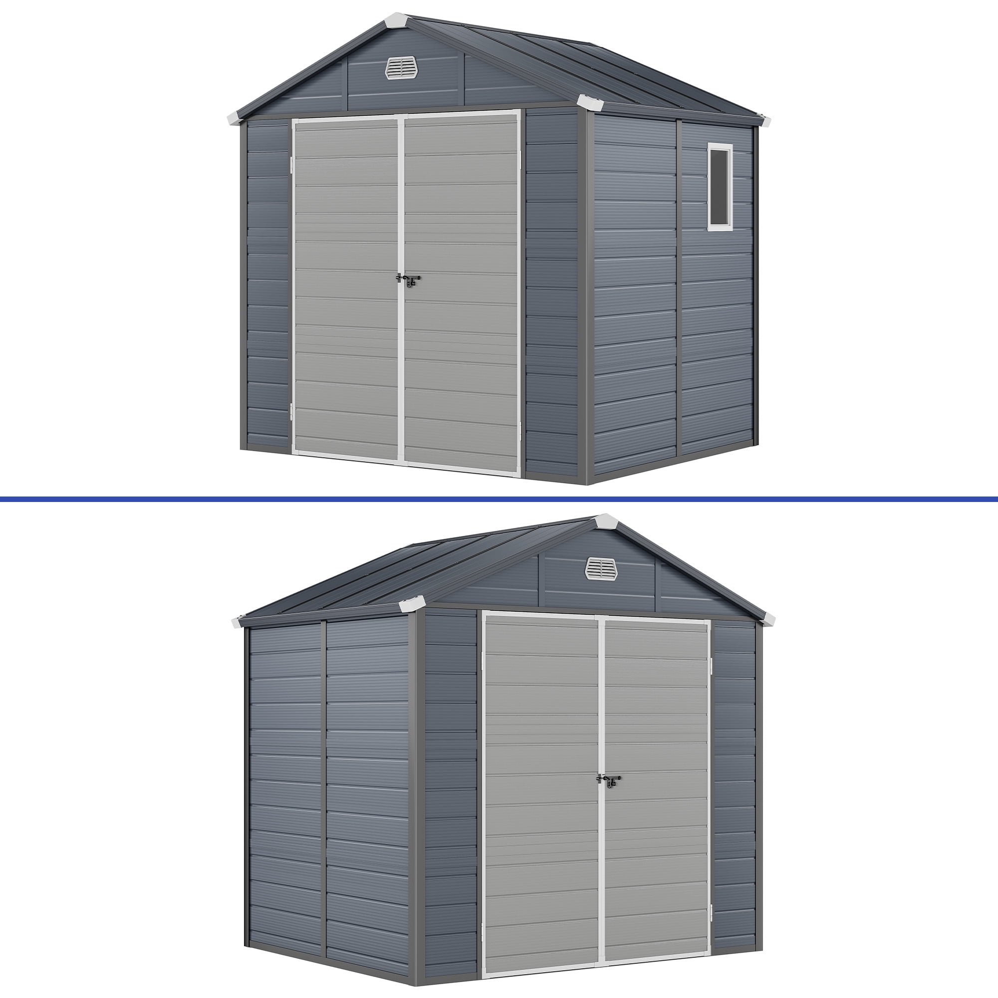 Uforic Resin Outdoor Storage Shed,7.87x6.2ft All-Weather Plastic Tool Shed with Reinforced Floor,Lockable Doors,Windows & Vents,for Backyard,Patio,Poolside,and Lawn