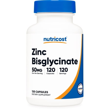 Nutricost Zinc Bisglycinate (50mg) 120 Vegan Capsules - GMO-Free, Gluten-Free Supplement