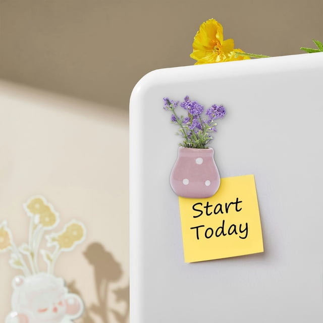 Grande Économie, Mini Vase en Céramique HWRETIE avec Aimant - Décoration Latérale du Réfrigérateur