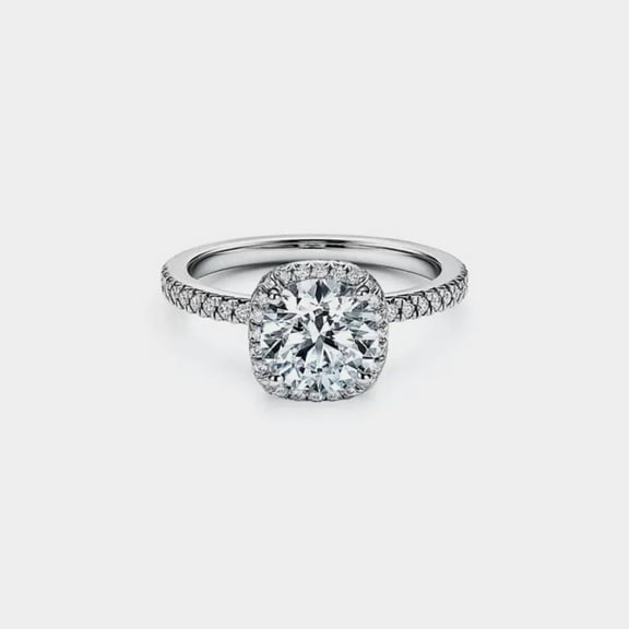 1 Carat Round Cut Diamond Halo Engagement Ring For Wife in 925 Sterling Silver