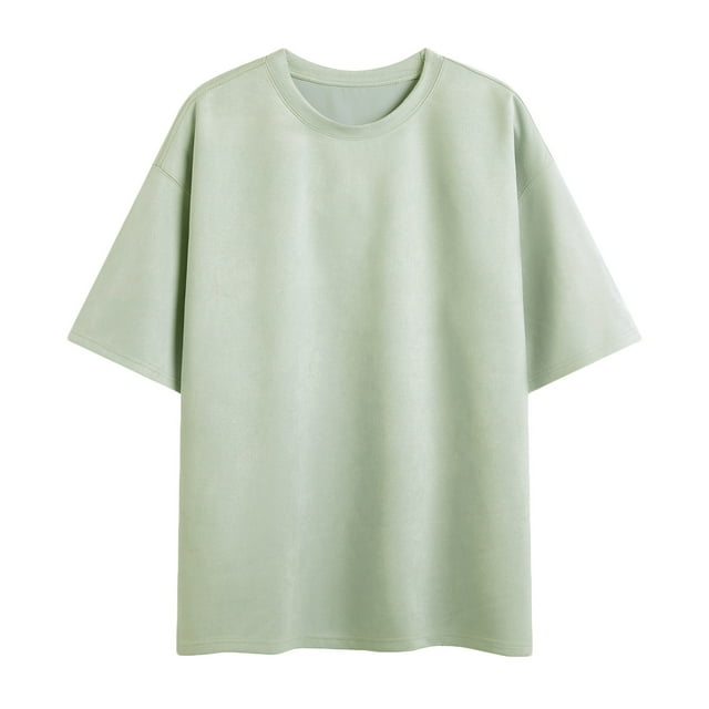 AherBiu T-Shirts pour Hommes Col Rond Manches Courtes T-Shirt pour Hommes Flanelle Décontracté Mode T-Shirts Hauts pour Hommes