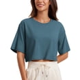 thumbnail image 1 of Remera CRZ YOGA de Algodón Pima Suelta Crop Azul Pizarra XS, 1 of 6