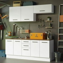 Madesa 4-Piece Garage and Utility Room Storage Cabinet Set 78 Inch with 33 Inch Base Cabinet and 31 Inch Slim Wall Cabinet Modular Storage Organization Unit - White