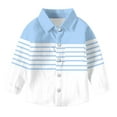 thumbnail image 6 of Ltctricy Children's Button down Shirts Unisex Girls Boys Long Sleeve Color Block Striped Collared Blouses Loose Casual Tops(Blue,5-6 Years), 6 of 6