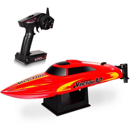 Remote Controlled Toy Boats - Costway 2.4G RC Racing Boat High Speed 30KM/H Brushed RTR Fast Racing Lake Toy Gift Red