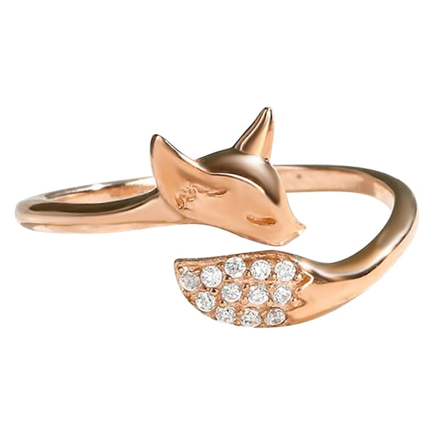 Anillo de animal de oro rosa con incrustaciones de cristales Anillo de diamante simulado clásico para mujeres Anillos de dedo de diamantes de imitación Wmkox8yi sjalhkljlk1869