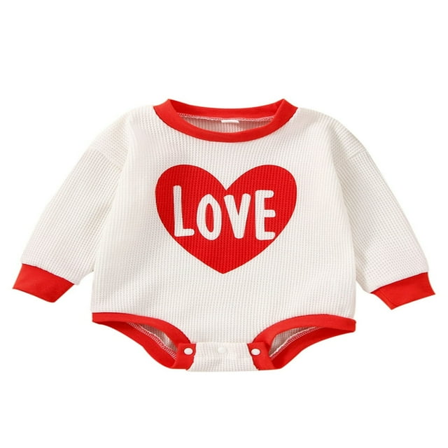 Baby Boys Girls Valentine‘s Day Romper Oversized Knit Sweatshirt Pullover Tops