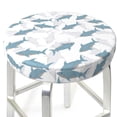 thumbnail image 5 of Salouo Cute Shark Pattern Bar Stool Cushion Cover, Round Crease-Resistant Stretchy Dustproof Stool Seat Slipcover for Bar Round Chair-14 inch, 5 of 6