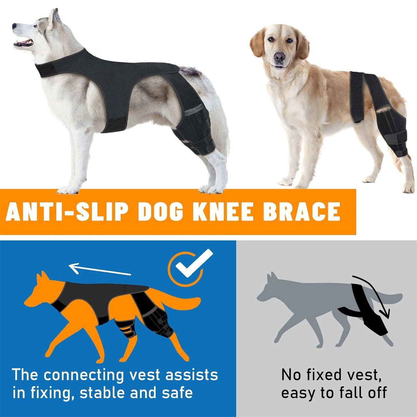 Dog Knee Brace Back Leg Joints Protectors Elastic Neoprene Leg Sleeve With Adjustable Belt For Elderly Dog Health Joint
