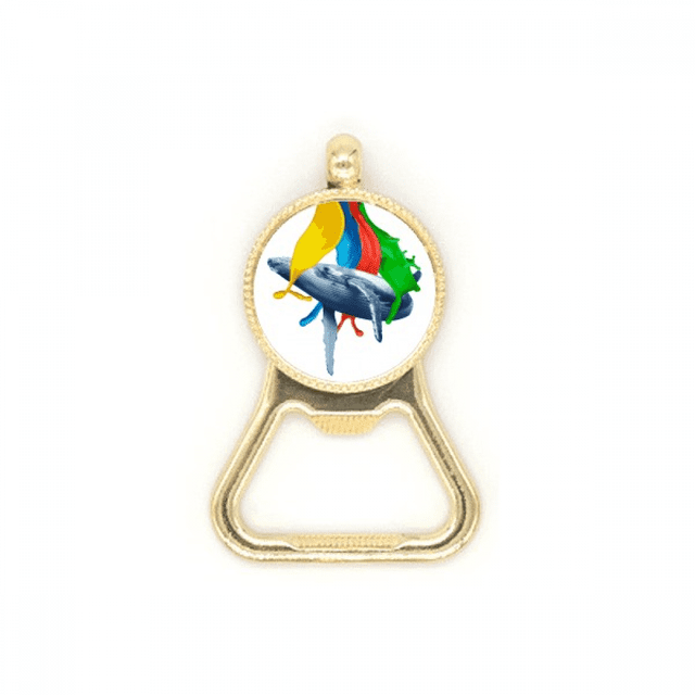 Painted Whale Swimng Sprinkles Beer Bottle Cap Opener Stainless Steel Key Chain
