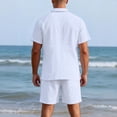 thumbnail image 6 of Laqbezok Men's 2-Piece Linen Set, Casual Short Sleeve Button Down Shirt and Drawstring Shorts Outfit, Relaxed Fit Summer Beach Resort Wear with Pockets, 6 of 6