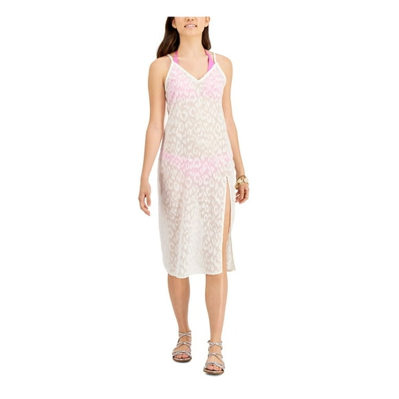 MIKEN Maillot de Bain en Lurex Métallisé Profond V Cou Imprimé Animal MIKEN Maillot de Bain Cover Up M