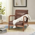 thumbnail image 7 of Aecojoy Accent Chair for Living Room Mid Century Modern Faux Leather Arm Chair in Brown for Bedroom, 7 of 7