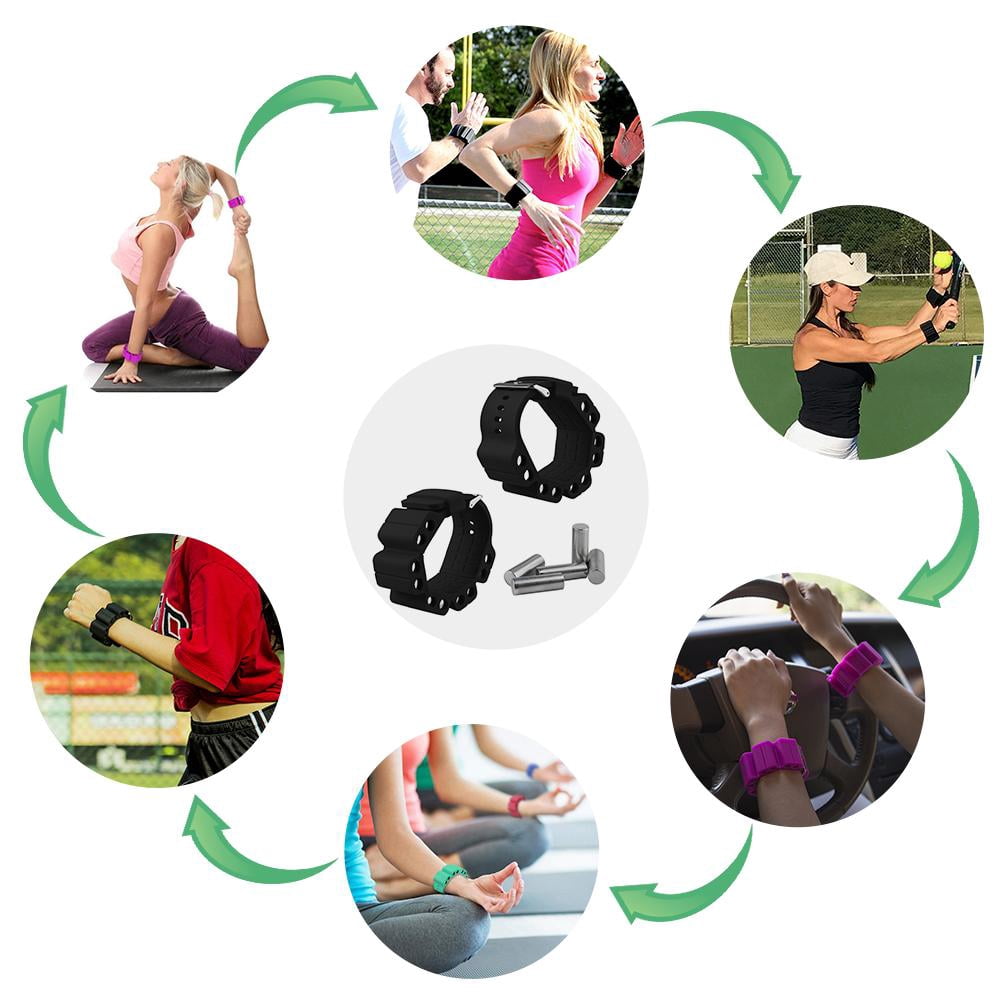 2Pcs Adjustable Wrist Weights Wearable Wrist Ankle Weights Bracelet for Exercise Jogging Yoga Gymnastics Aerobics Pilates