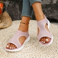 thumbnail image 3 of Rokment Women's Sparkly Rhinestones Comfortable Walking Sandals Slip on Air Cushion Arch Support Wedge Slingback Open Toe Platform Summer Shoes Breathable Beach Footwear Pink Size 9.5, 3 of 7