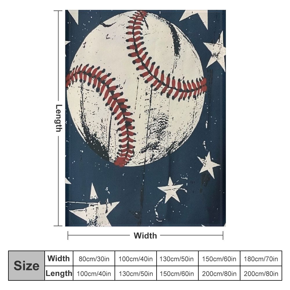 Shiartex  Baseball Throw Blanket Gifts for Boys, Blue Baseball Soft Cozy Plush Flannel Blanket for Kids Bedroom, Baseball Sport Fuzzy Blanket with Stars for Toddler Couch Bed Sofa Decor  White