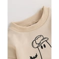 thumbnail image 5 of Hirigin Infant Baby Boy Girl Halloween Outfit Ghost Print Sweatshirt Bubble Romper Oversized Sweater Bodysuit 0 3 6 12 18 Months Fall Winter Clothes, 5 of 8