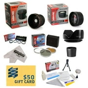 Canon EOS XT XTi XS XSi T1i T2I 1D 5D 7D 10D 20D 30D 40D 50D Ultimate Kit with 0.20X Fisheye, 5 PC Close-Up Set, 2.2x Lens, 3 Piece Filter Kit, Deluxe Cleaning Kit, Mini Tripod, $50 Photo Gift Card!