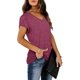 thumbnail image 3 of Camisetas casuales de verano con cuello en V y mangas de pétalos para mujer, 3 of 5