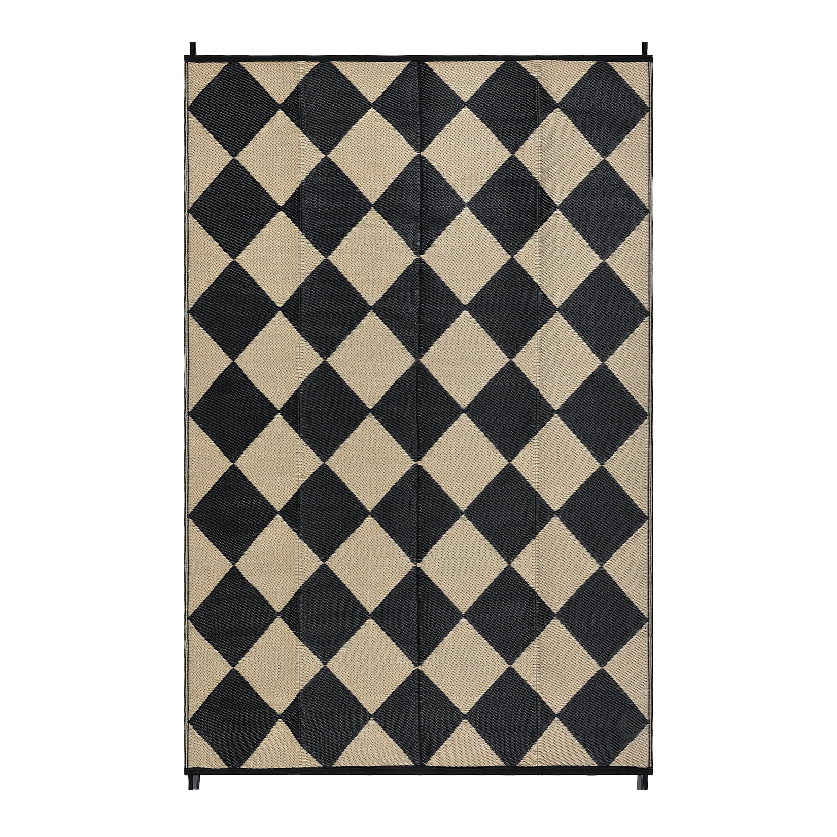 GlowSol 9x18 Outdoor Rug Waterproof Carpet Patio Rug Indoor Outdoor Area Rug Reversible Rug for Picnic Beach Deck-Outdoor, Black/Coffee