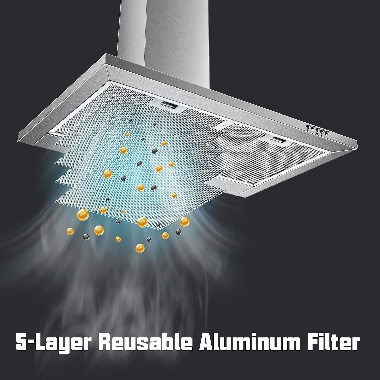 SNDOAS 30 Inch Wall Mount Range Hood Stainless Steel Convertible Vent with 3 Speeds