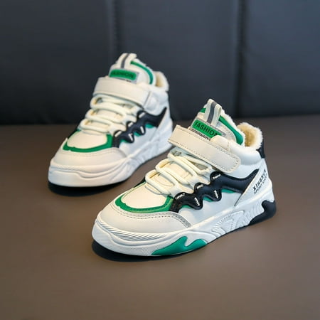

Boys Casual Fleece Thermal High Top Sneakers Platform Non-slip Thick Shoes For Winter Outdoor Sports