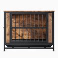 thumbnail image 4 of Multi-Functional Wooden Dog Crate Furniture with Sliding Doors for Medium/Small Dogs, 32.8" Decorative Kennel in Rustic Brown, 4 of 7